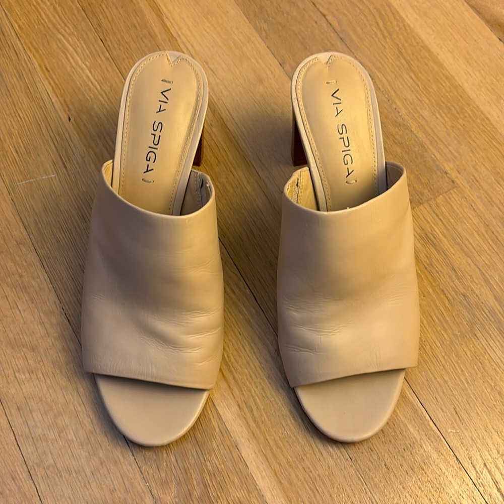 Via Spiga Leather Sandal Heels